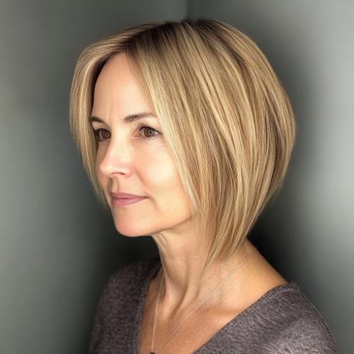 Bob angular en cabello muy fino para mujer mayor de 40