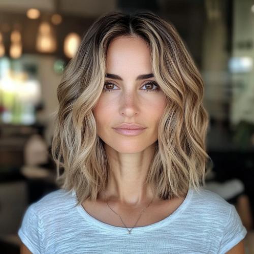 Cabello fino de mujer mayor de 40 con ondas playeras