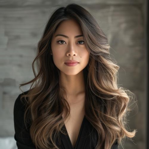 Peinado largo para mujer con balayage