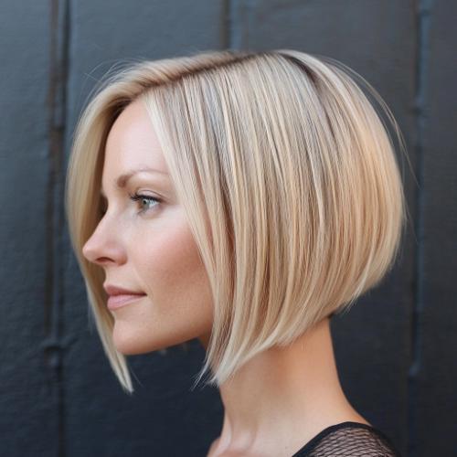 Bob invertido para mujer mayor de 40 con cabello fino