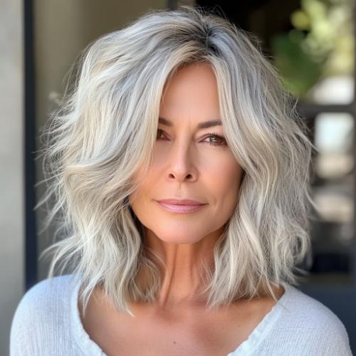 corte de pelo platino gris para mujer mayor de 50