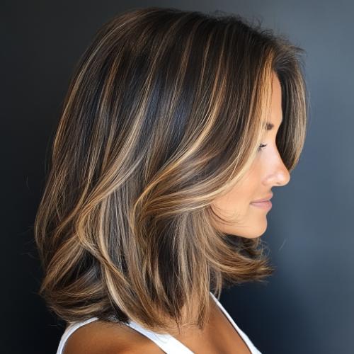 capas de lob con reflejos balayage