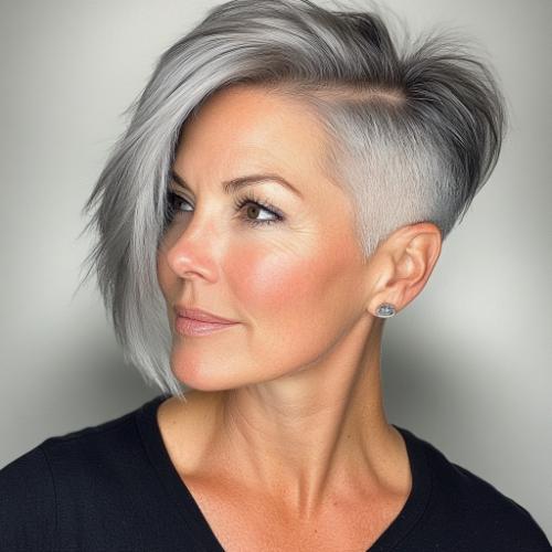 peinado undercut gris para mujer mayor de 50