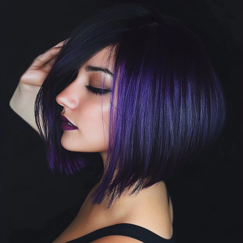 Bob morado con textura ligera y moderna