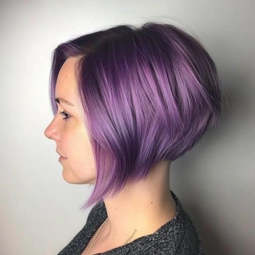 Estilo bob en morado brillante para cabello corto