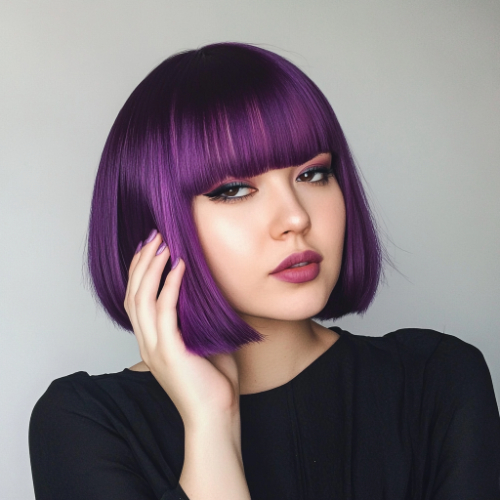 Bob corto morado con aspecto elegante