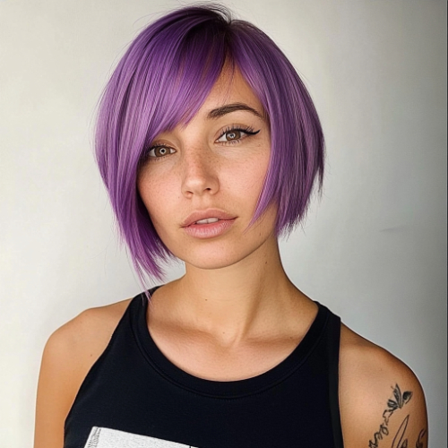 Bob morado con textura moderna y elegante