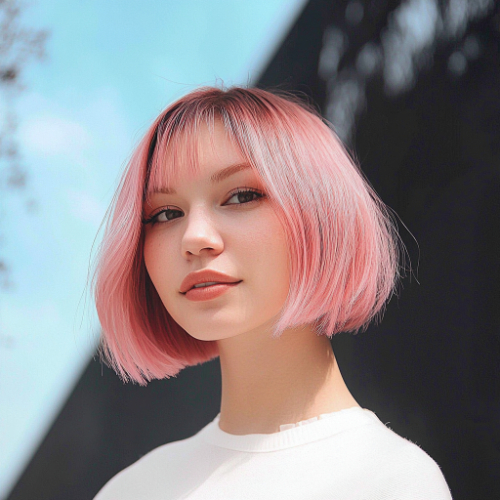 Estilo bob en rosa con puntas desordenadas