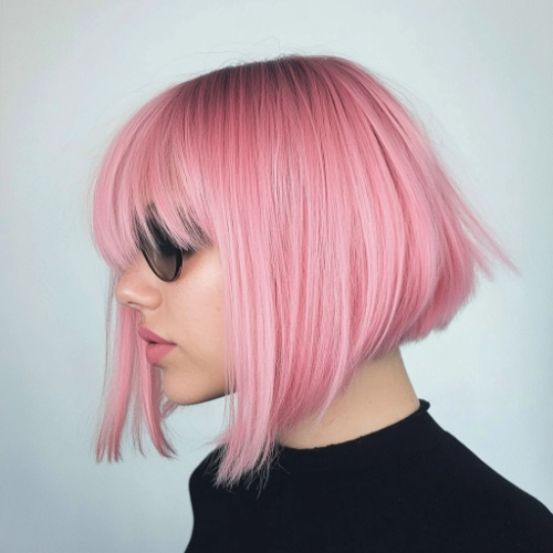 Estilo bob rosa con acabados modernos