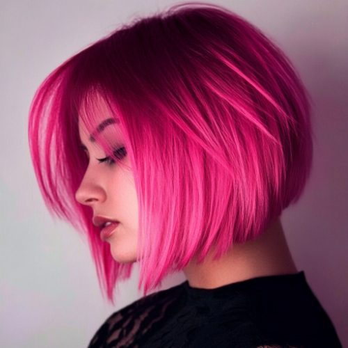 Corte bob rosa con textura en capas