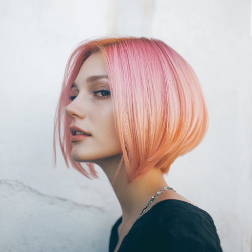 Estilo bob en color rosa pastel