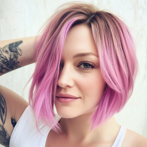 Estilo bob rosa con acabado chic y moderno