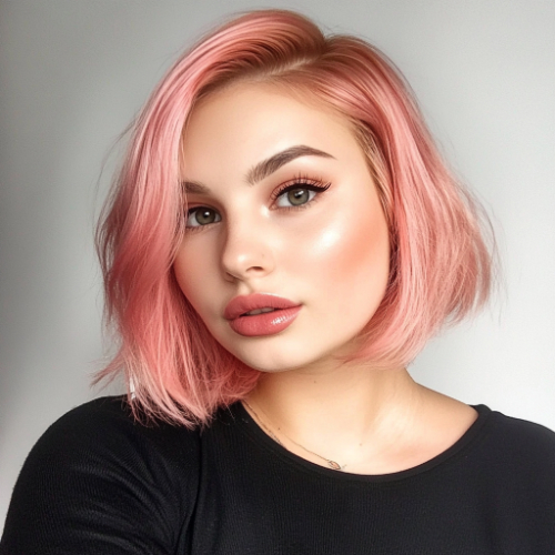 Estilo bob rosa con efecto voluminoso