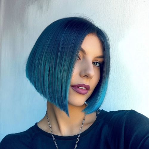 corte bob azul intenso y moderno