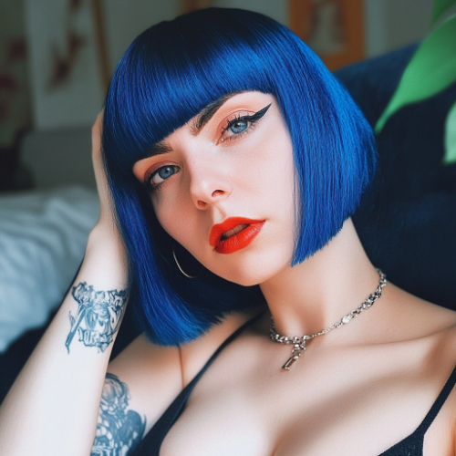 corte bob azul claro impactante