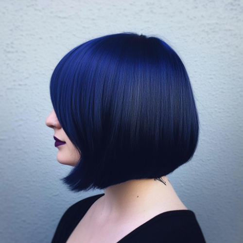 corte bob azul claro vibrante