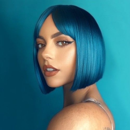 bob azul claro chic