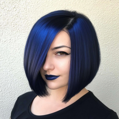 corte bob azul oscuro con estilo