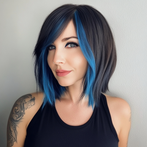 corte bob azul oscuro deslumbrante