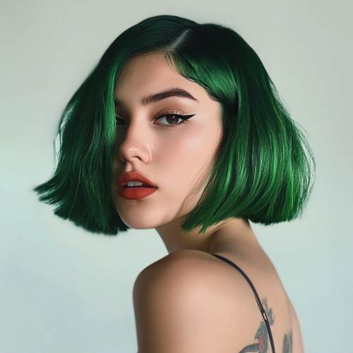 estilo bob verde esmeralda