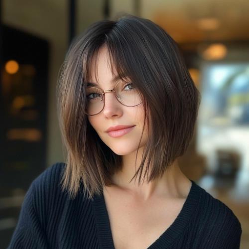 Long bob con gafas