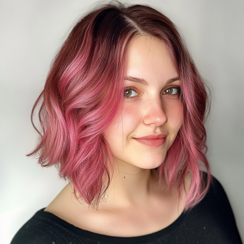 Estilo bob en rosa pastel con volumen