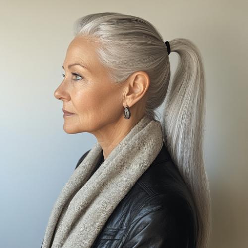 ponytail moderno para mujer mayor de 50 años