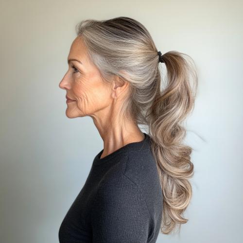 ponytail moderno para mujer mayor de 50 años