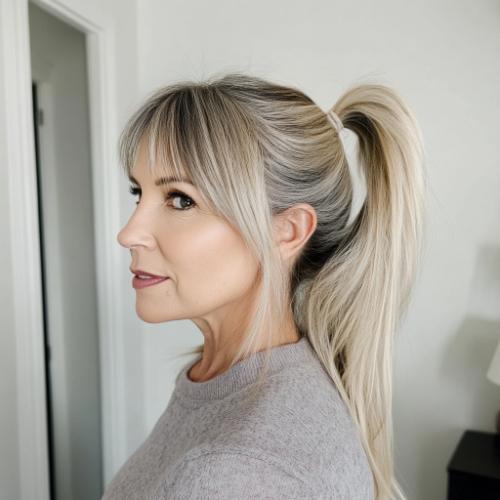 ponytail para mujer mayor con estilo moderno