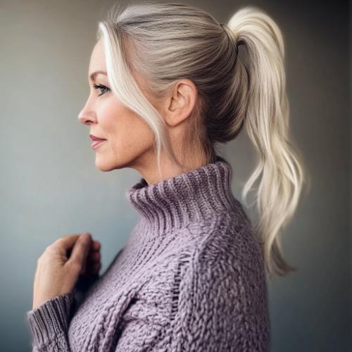 ponytail chic para mujer de edad avanzada