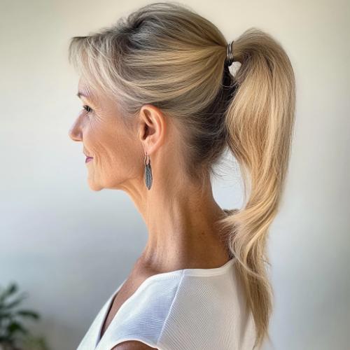 ponytail elegante para mujer de más de 50 años