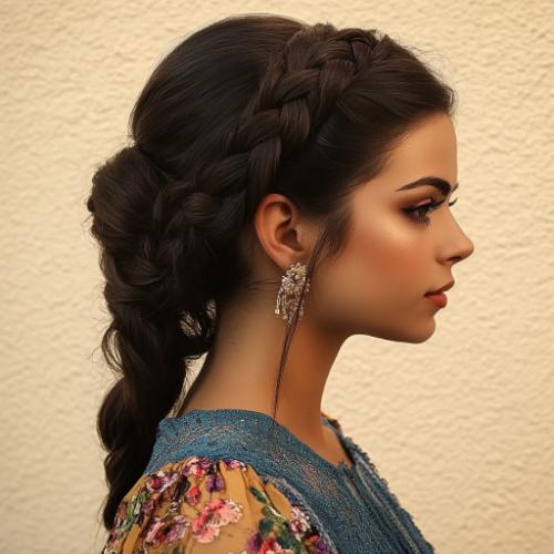 Trenzas mexicanas elegantes con patrones detallados y acentos artísticos