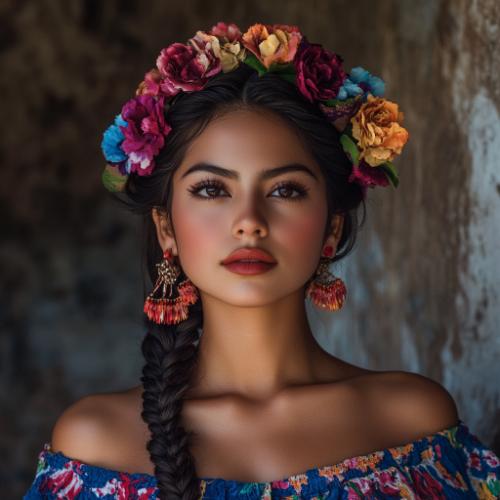 Trenzas mexicanas elegantes con elementos decorativos y un diseño artístico