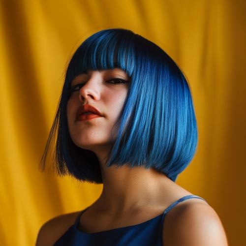 corte bob azul impactante