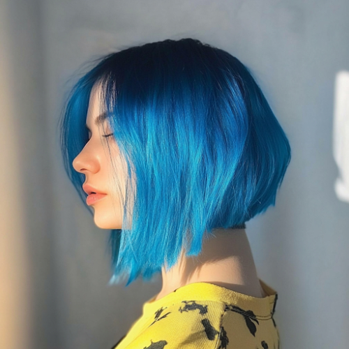 corte bob azul chic y contemporáneo